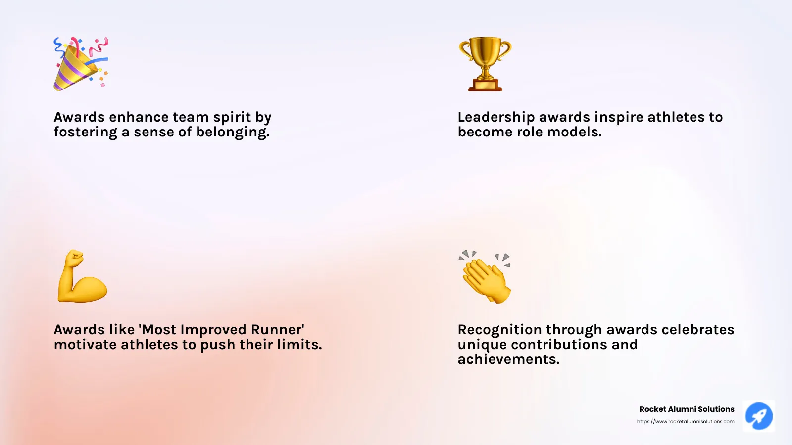 Recognition creates a positive environment that encourages growth and happiness. - cross country end of season awards infographic 4_facts_emoji_light-gradient