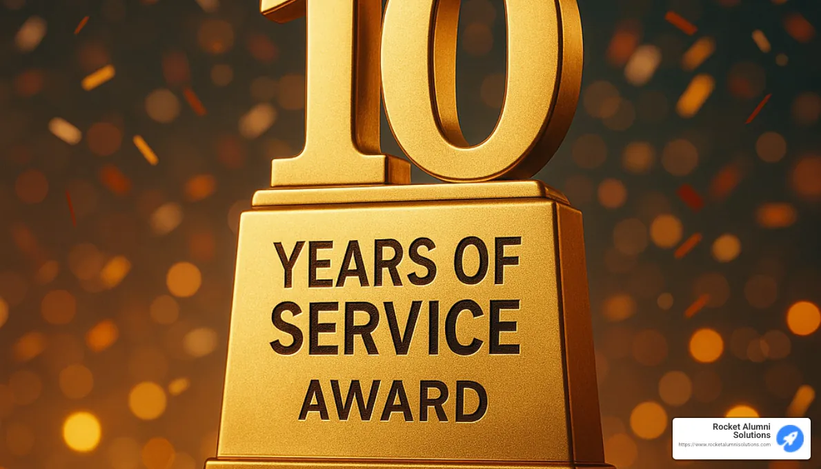 Various creative award examples for 10 years of service - 10 years of service award