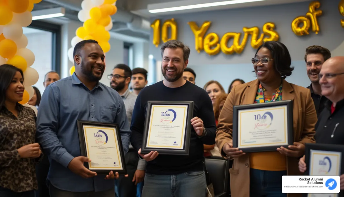 Award ceremony celebrating employee milestones - 10 years of service award