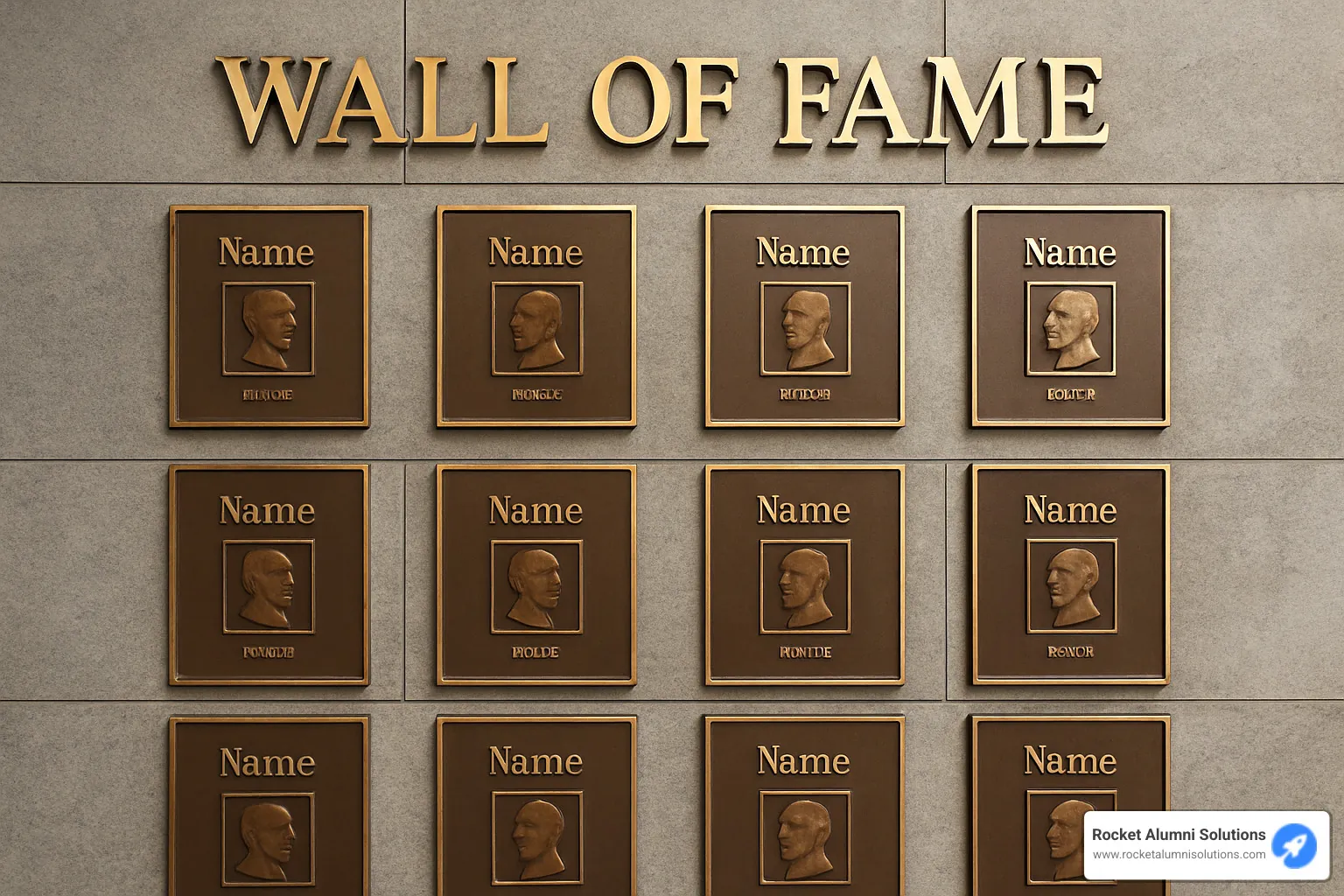 Interactive wall of fame display in university setting - wall of fame plaques