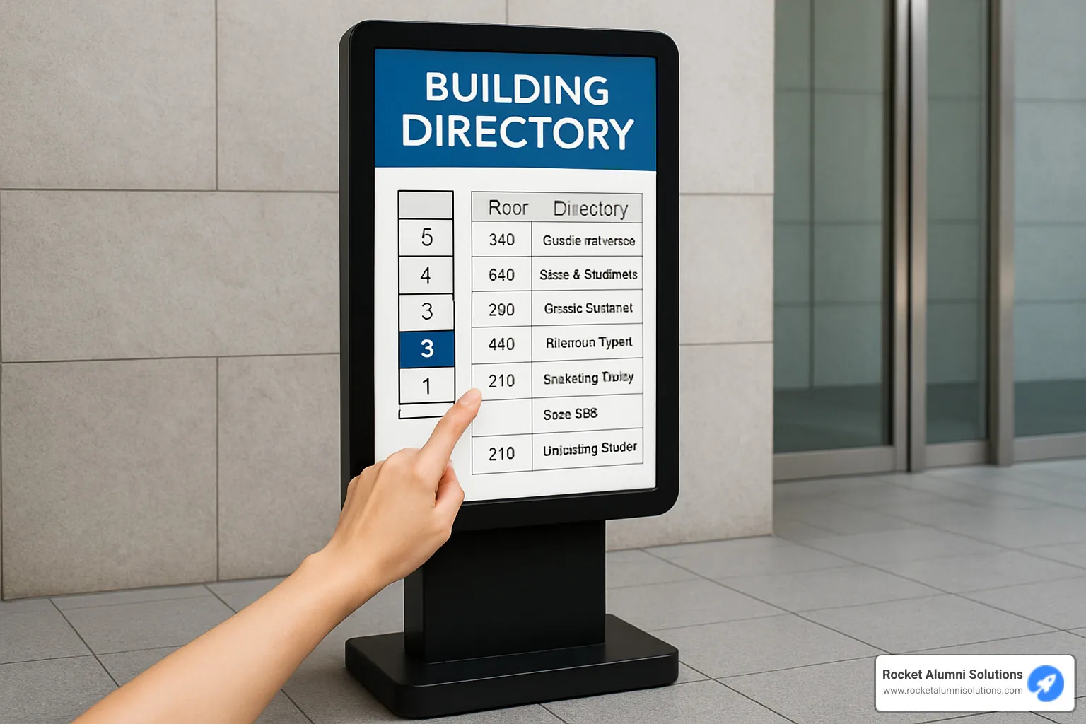 different kiosk form factors: freestanding, wall-mounted, and recessed - Touchscreen Building DirectoryKiosk