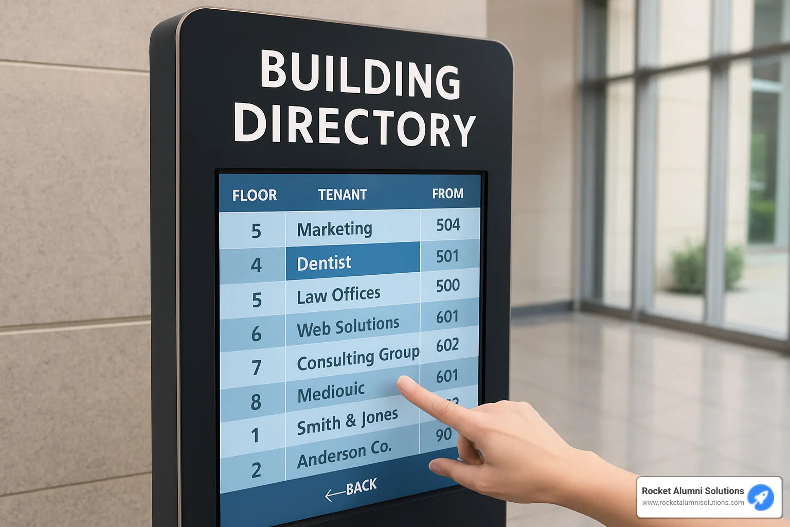 user-friendly Content Management System (CMS) dashboard - Touchscreen Building DirectoryKiosk