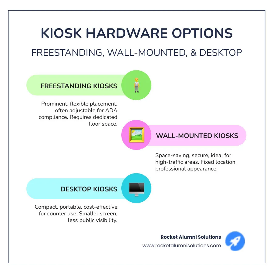 A table comparing freestanding, wall-mounted, and desktop kiosk hardware options – Assisted Living Kiosk Directory A table comparing freestanding, wall-mounted, and desktop kiosk hardware options – Assisted Living Kiosk Directory