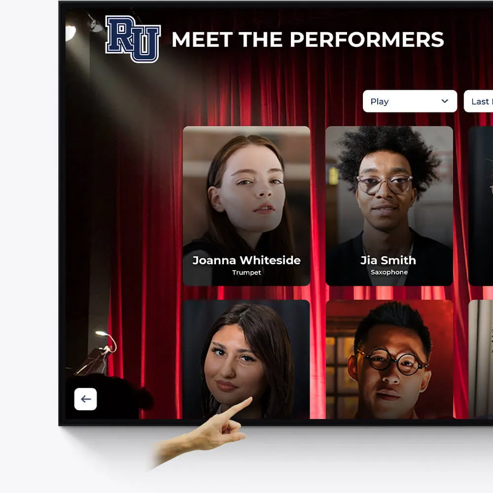 Custom profile layout with photos, videos, and text - Touchscreen Yearbook Solution Custom profile layout with photos, videos, and text - Touchscreen Yearbook Solution