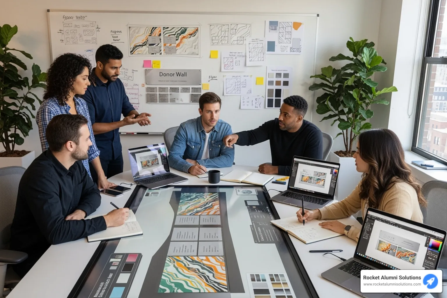 design team collaborating on a donor wall concept - electronic donor walls design team collaborating on a donor wall concept - electronic donor walls