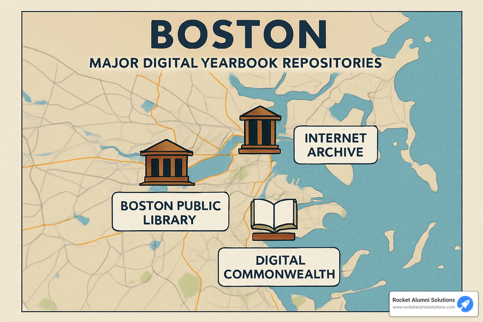 Boston digital yearbook repositories map - digital yearbooks Boston Boston digital yearbook repositories map - digital yearbooks Boston
