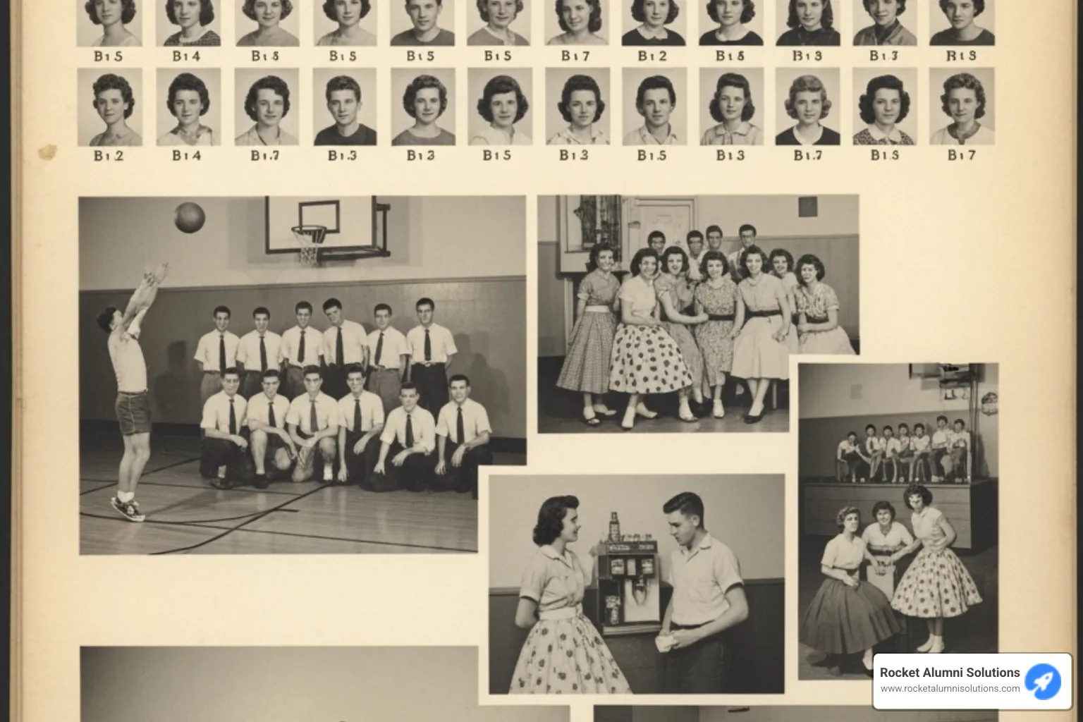 of a sample 1950s Maryland yearbook page showing student portraits and activities - digital yearbooks Maryland of a sample 1950s Maryland yearbook page showing student portraits and activities - digital yearbooks Maryland