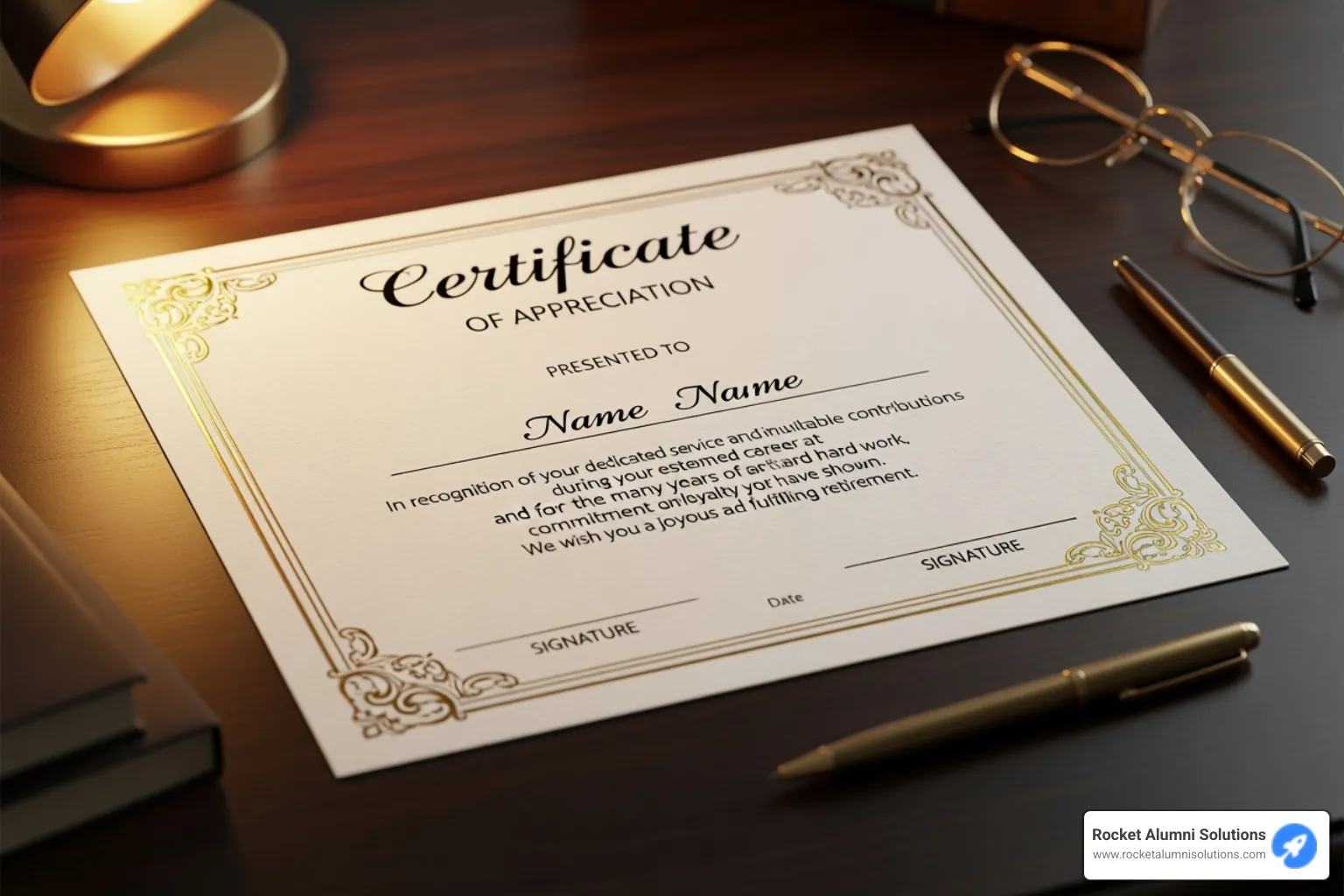 Person using a computer to customize a certificate template - certificate of appreciation for retirement Person using a computer to customize a certificate template - certificate of appreciation for retirement