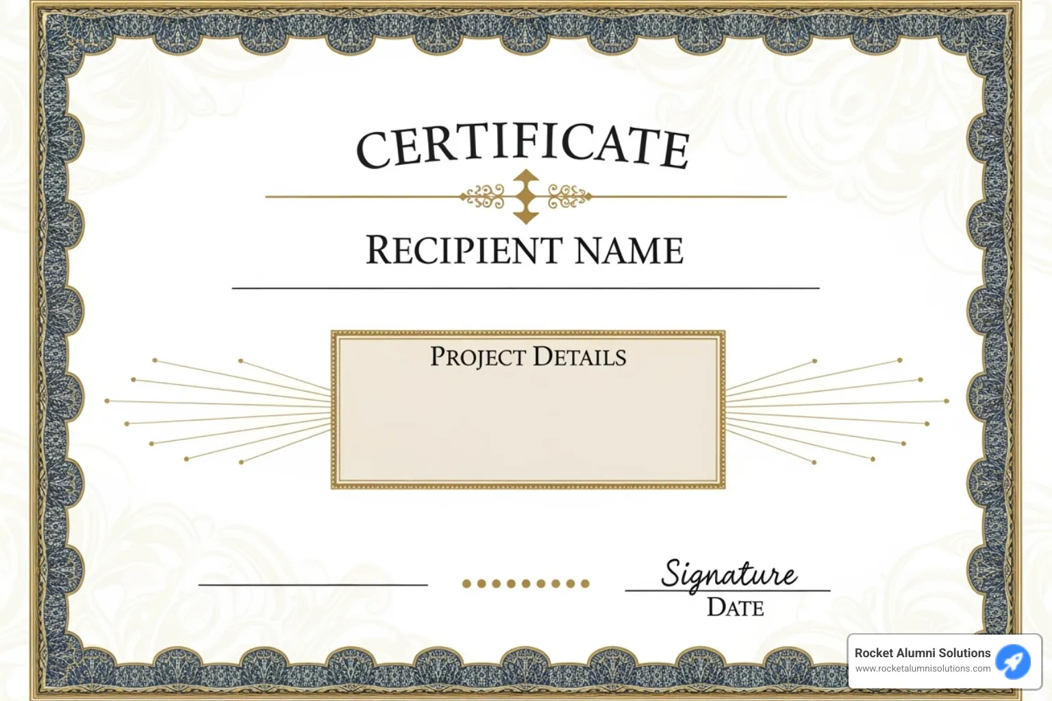 A certificate template with callouts pointing to each key element like "Recipient Name," "Project Details," and "Signature Line." - appreciation certificate for project completion A certificate template with callouts pointing to each key element like "Recipient Name," "Project Details," and "Signature Line." - appreciation certificate for project completion