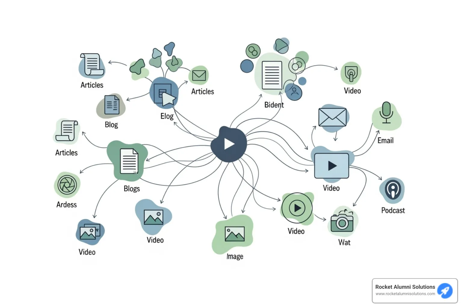 content strategy mind map showing different platforms and content types - digital content sharing content strategy mind map showing different platforms and content types - digital content sharing