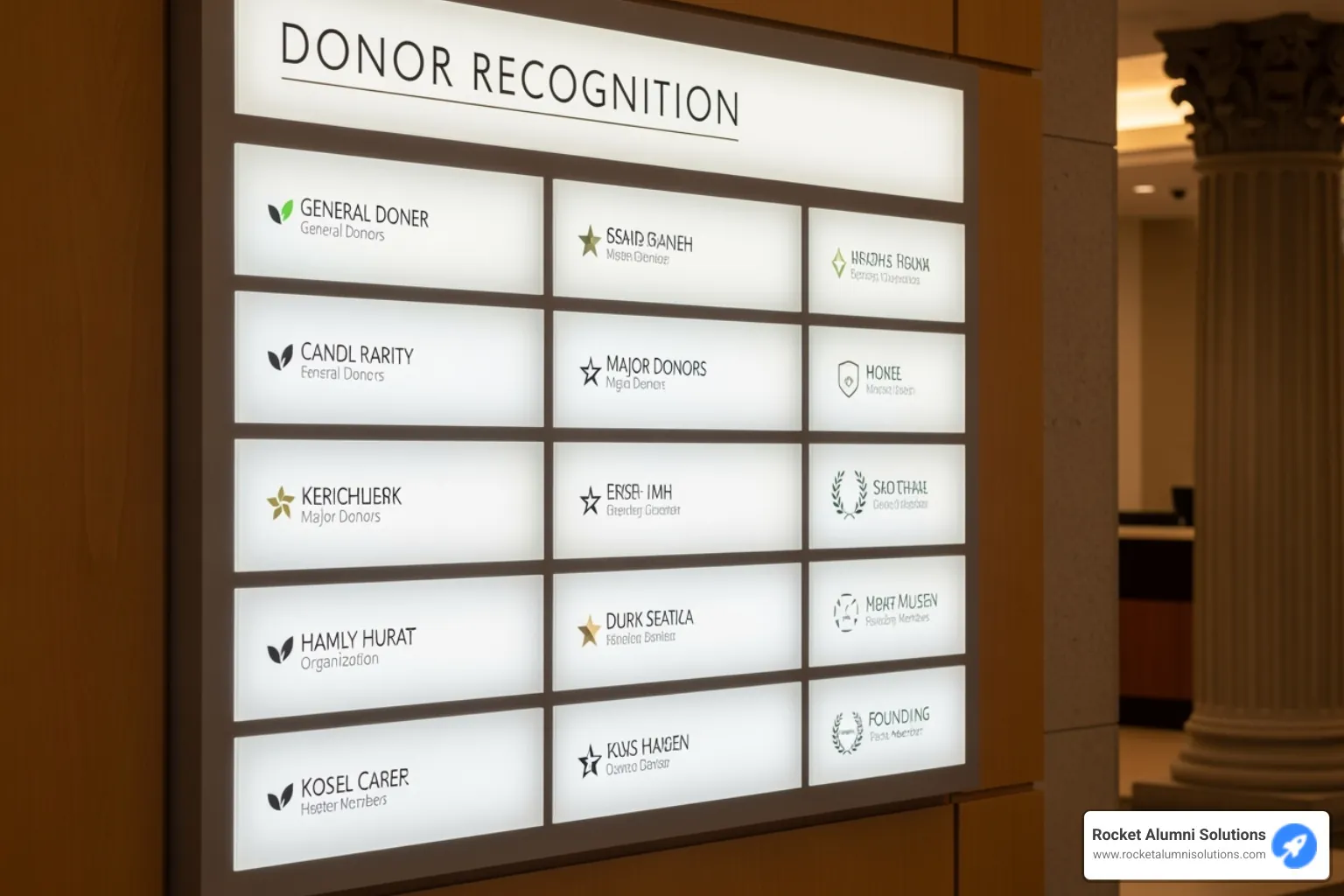 neat, classic bronze plaque donor wall in a museum - Donor Highlight Board