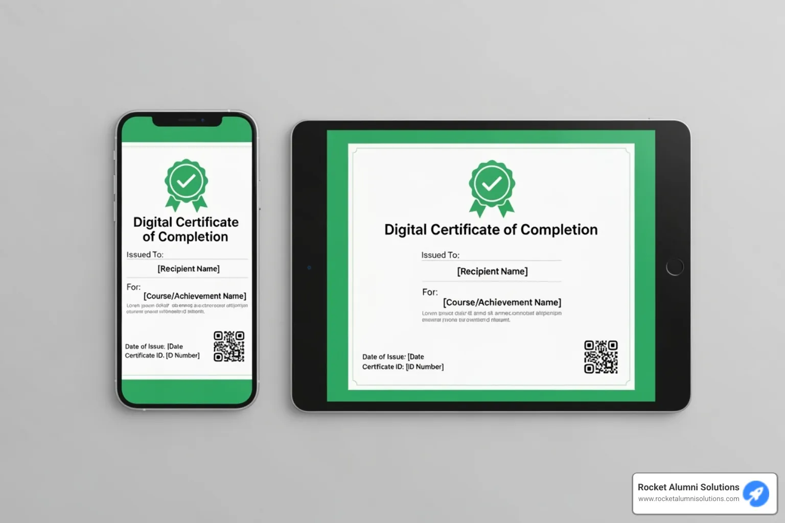 digital certificate being viewed on a smartphone and a tablet - certificate of completion digital certificate being viewed on a smartphone and a tablet - certificate of completion