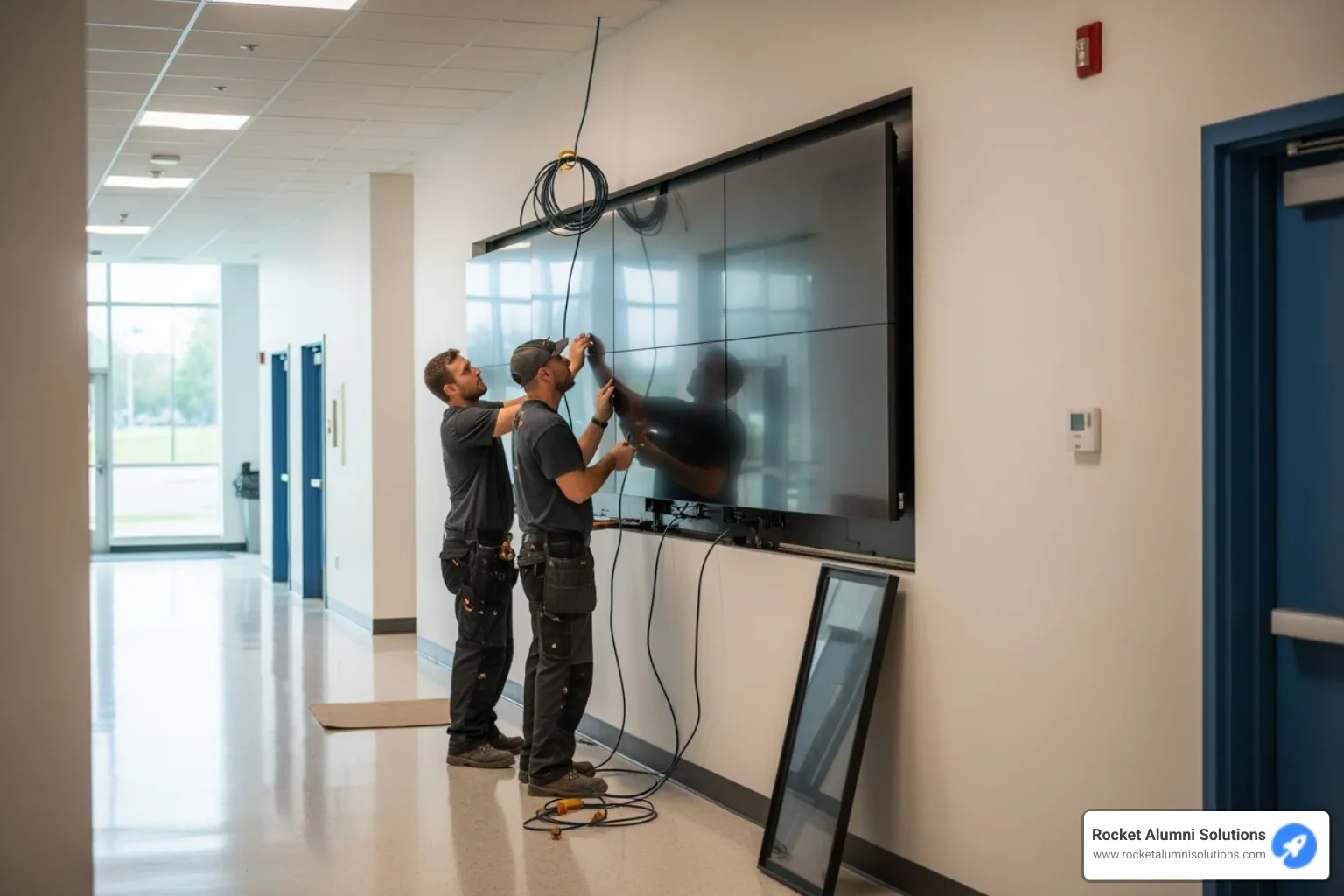 Digital Trophy Case installation in progress - Digital Trophy Case