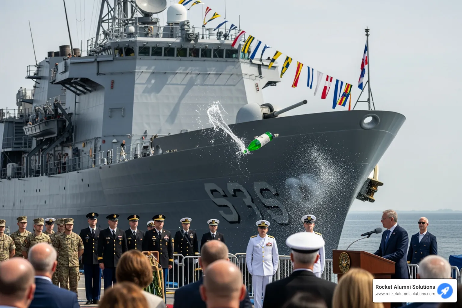 Ship dedication ceremony for the MV David I. Lyon - Captain Honors Display